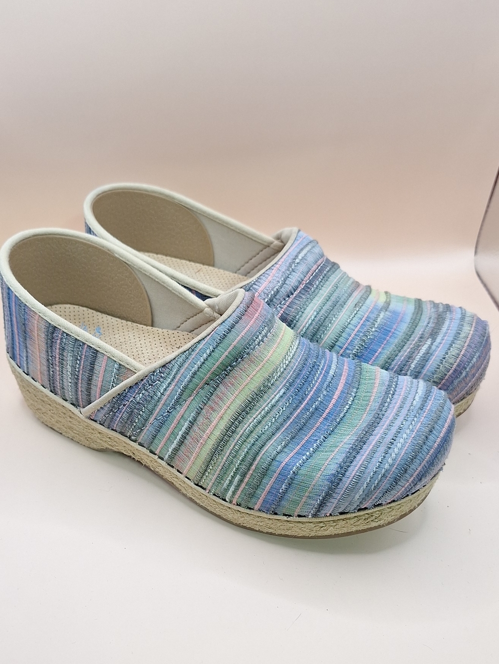 Dansko Jute Pro Artisan Weave Vegan Multicolor Striped Clogs Size 40 US 9.5-10